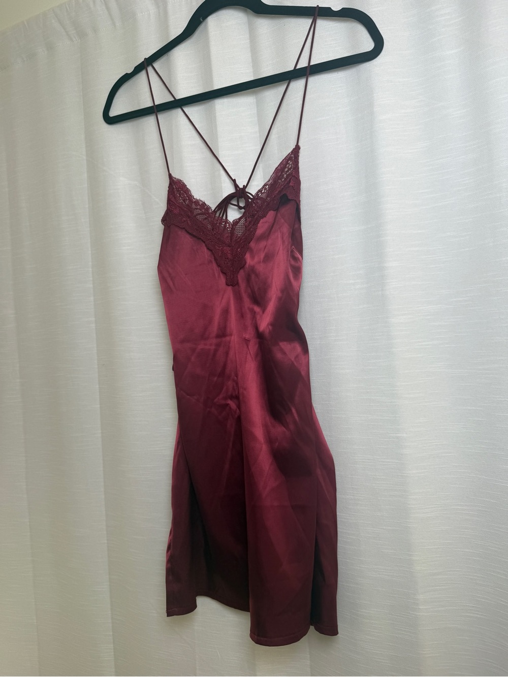 Edikted Whitney Lace Trim Satin Mini Dress Burgundy Slip Dress | NWT Size XS - Picture 8 of 17